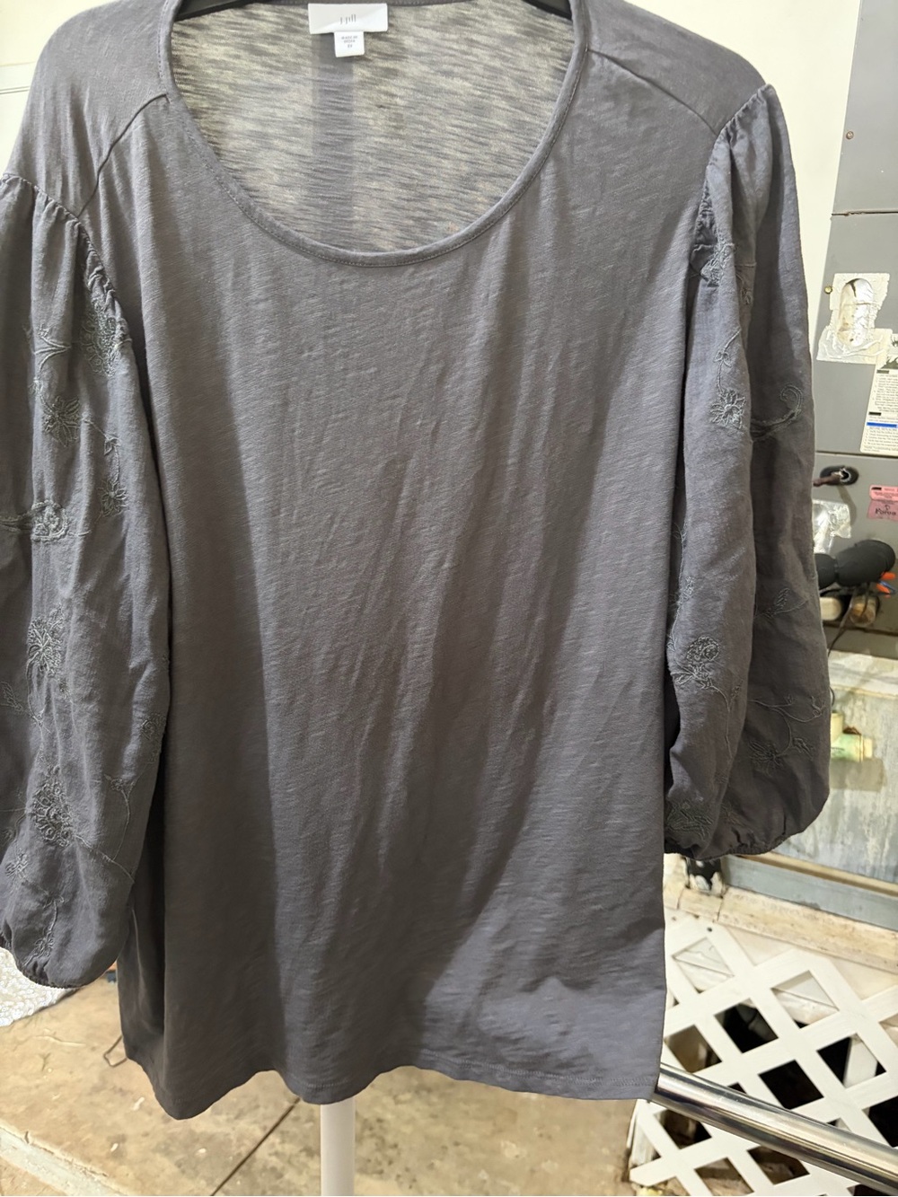 J. Jill Slate Gray Scoop Neck Long Sleeve Top